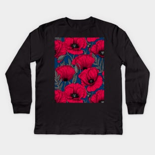 Red poppy garden Kids Long Sleeve T-Shirt